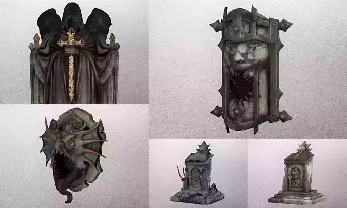 Pack Architecture Element 001 - 005 Low-poly 3D model