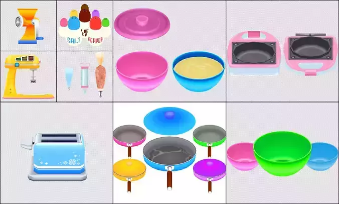 Cartoon - Cooking Tools Low-poly 3D model