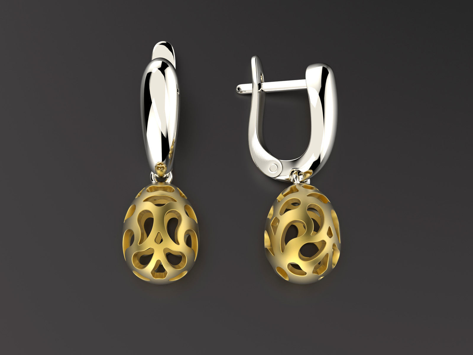 Easter eggs collection earrings set 7 hollow 0140 3D print model_2