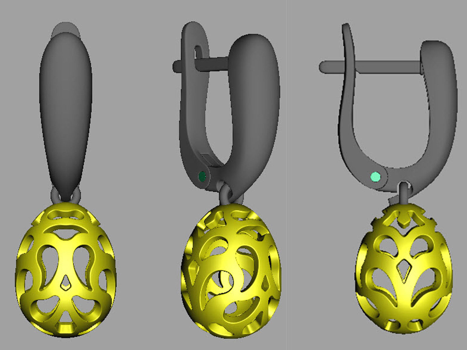 Easter eggs collection earrings set 7 hollow 0140 3D print model_7