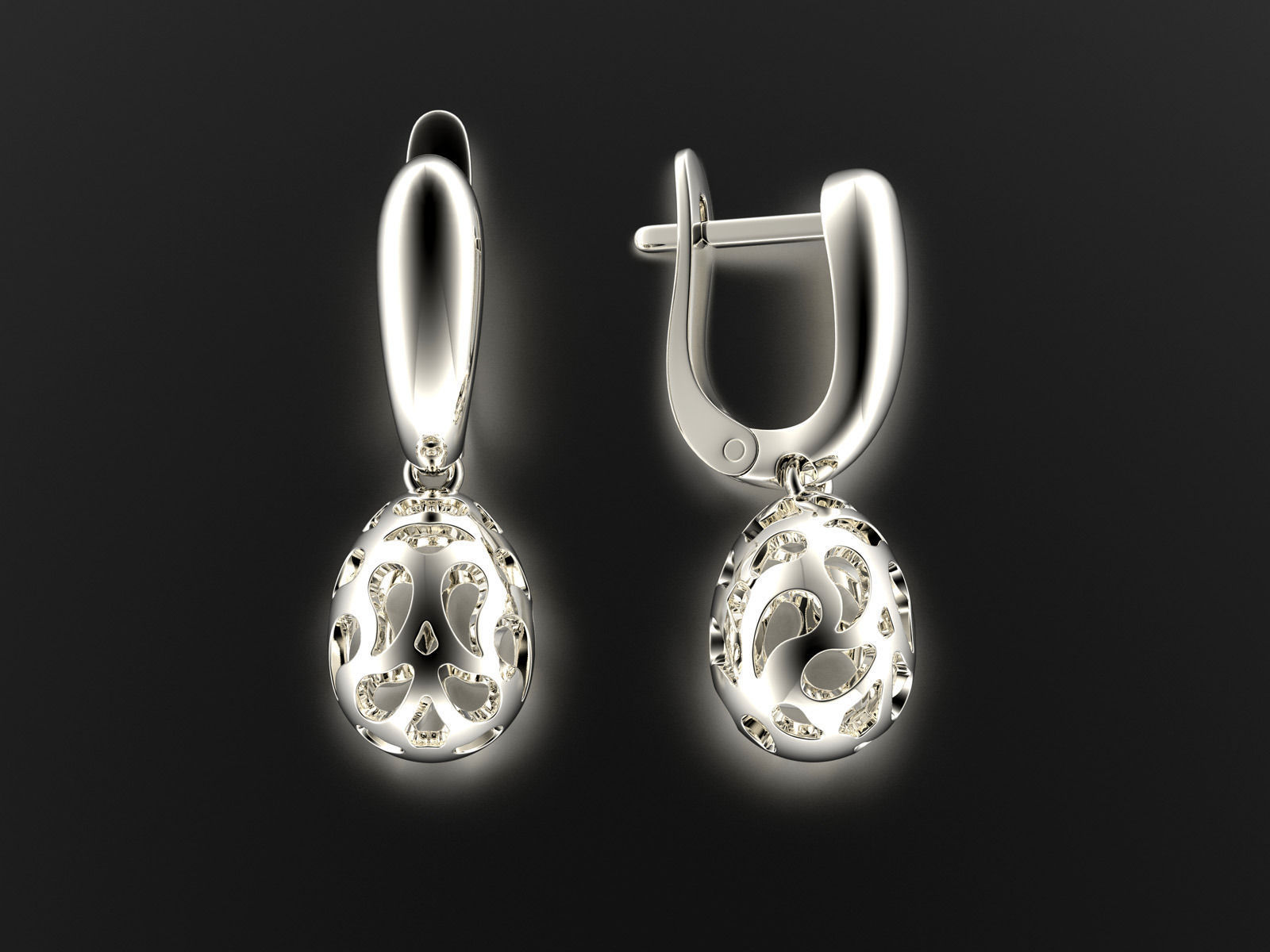 Easter eggs collection earrings set 7 hollow 0140 3D print model_3