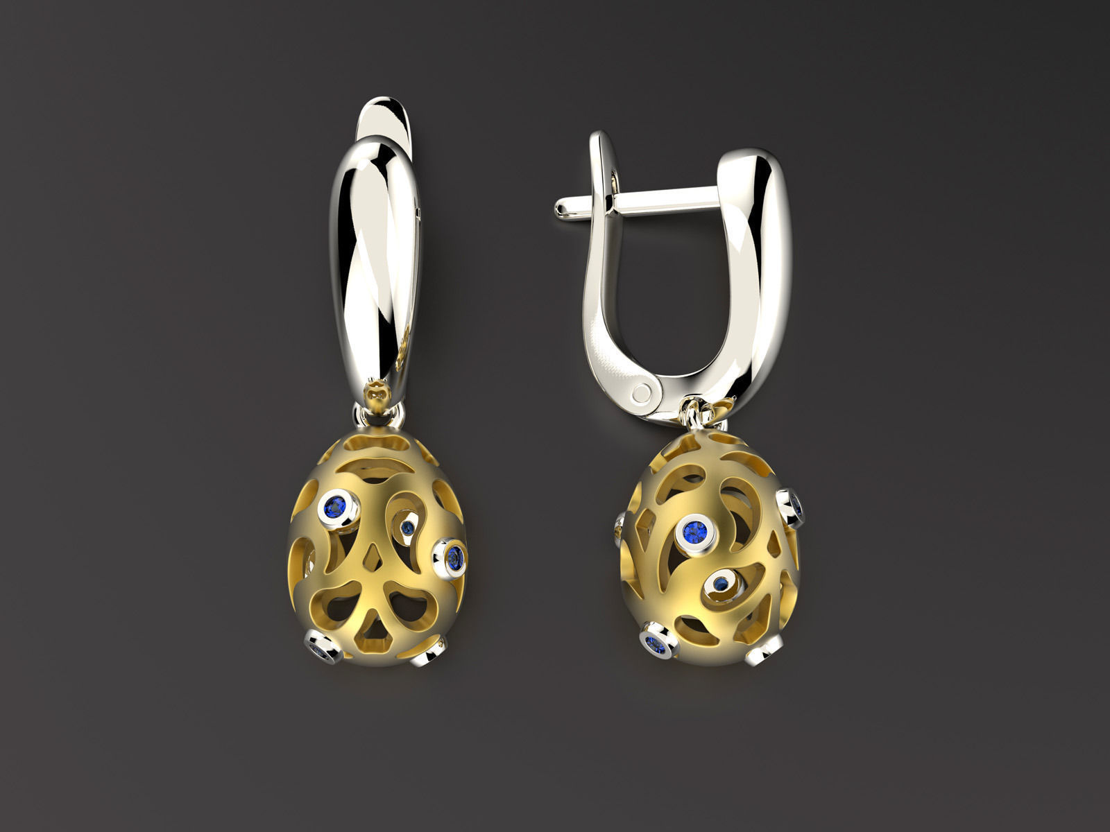 Easter eggs collection earrings set 7 with gems 0140 3D print model_3