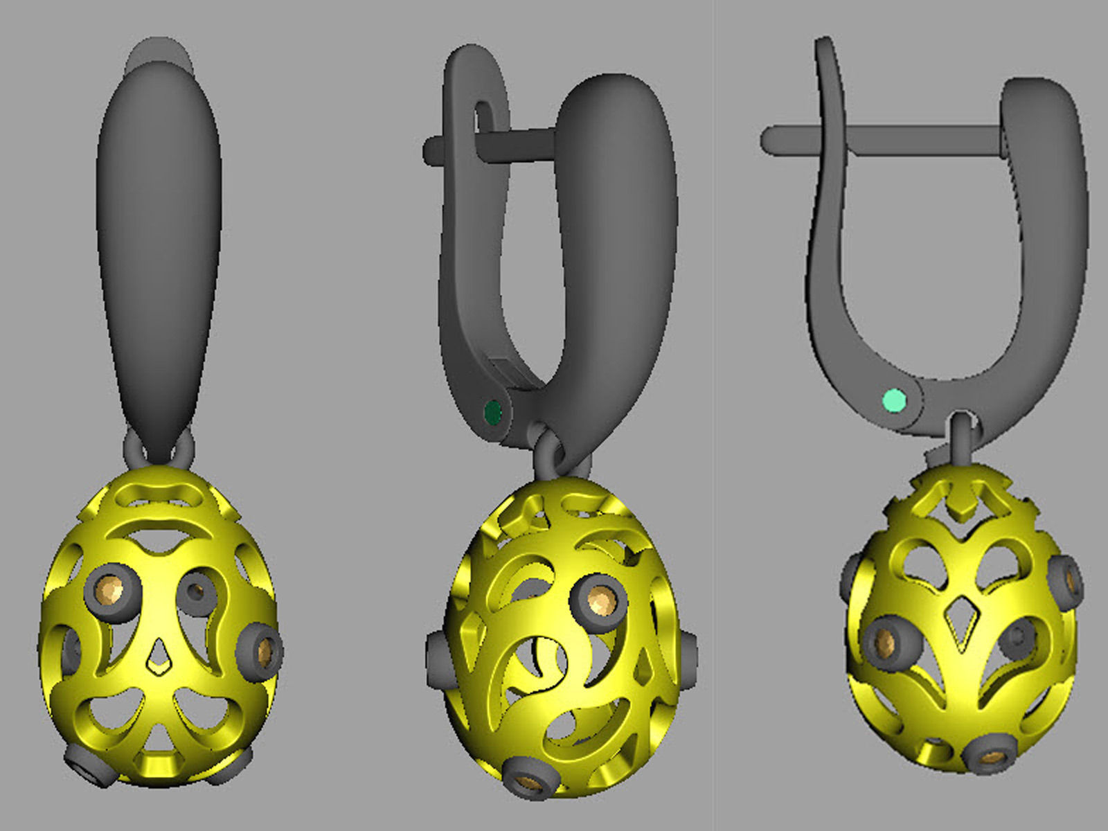 Easter eggs collection earrings set 7 with gems 0140 3D print model_8