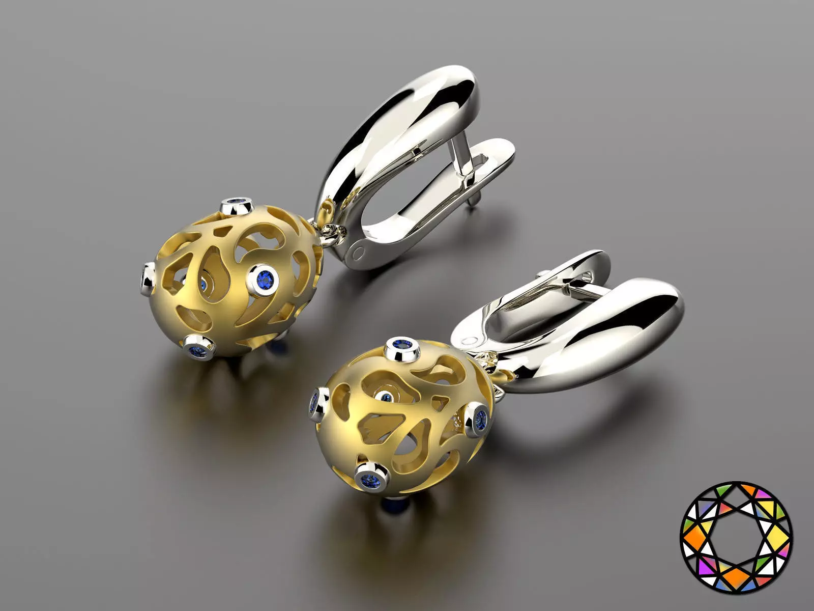 Easter eggs collection earrings set 7 with gems 0140 3D print model_0