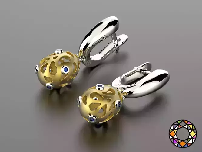 Easter eggs collection earrings set 7 with gems 0140 3D print model