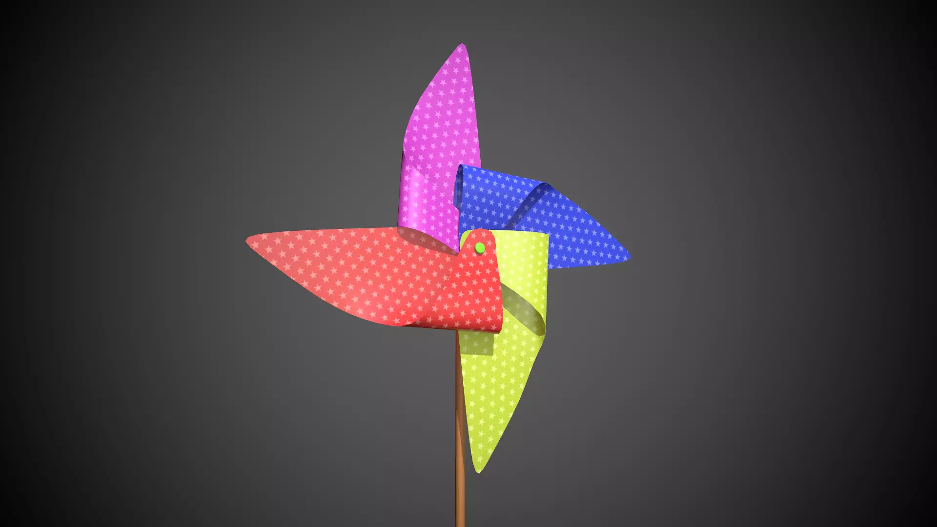 Colored Pinwheel Low-poly 3D model_0