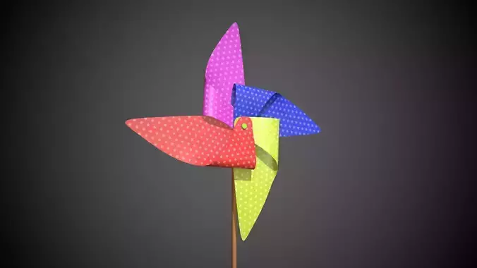 Colored Pinwheel Low-poly 3D model