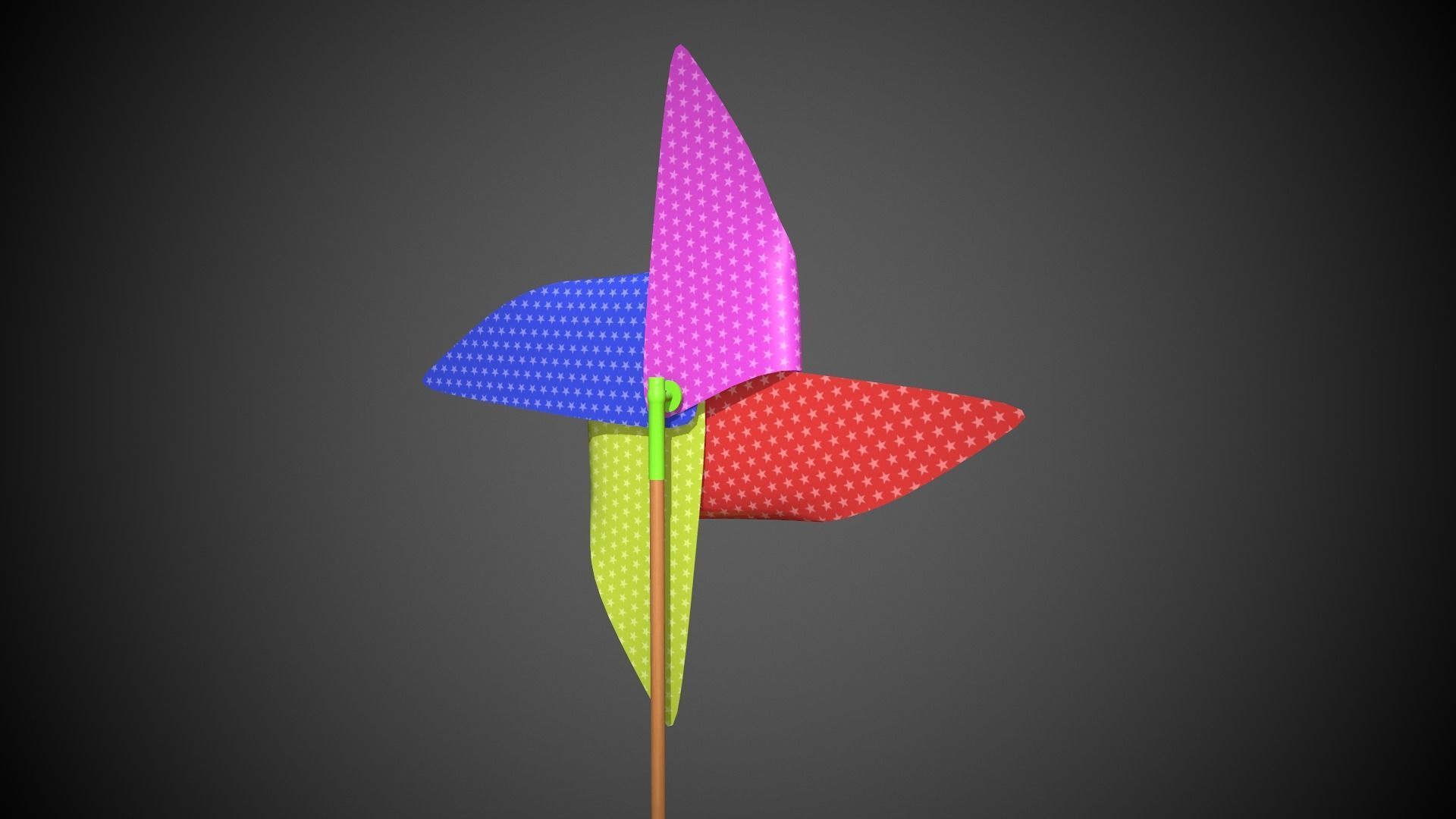 Colored Pinwheel Low-poly 3D model_3