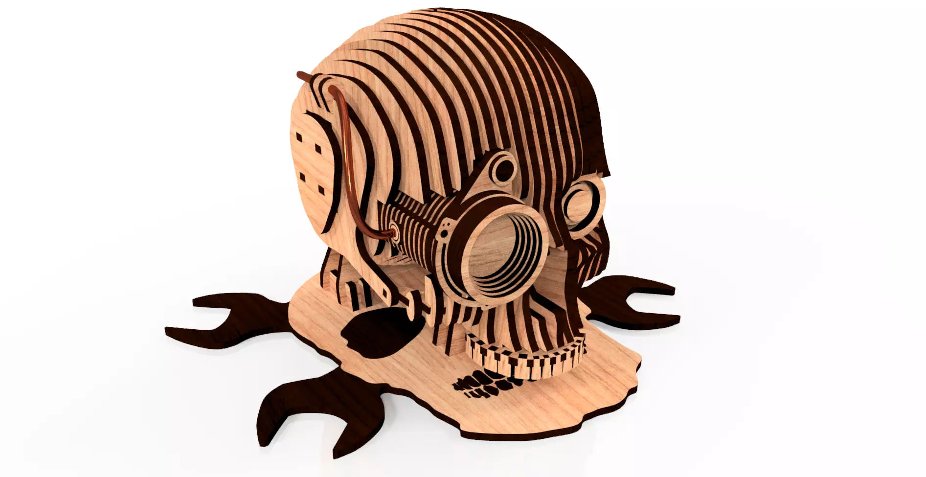 Skull wooden 3D model