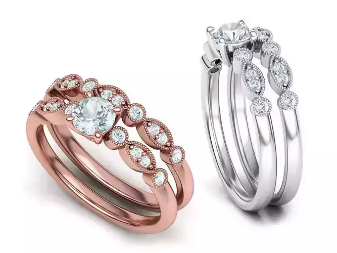 Vintage Milgrain Wedding Set with DISCOUNT