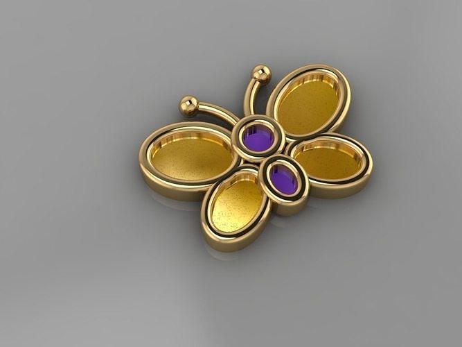 GC GOLD H290- butterfly Diamond Gold necklace 3D print model