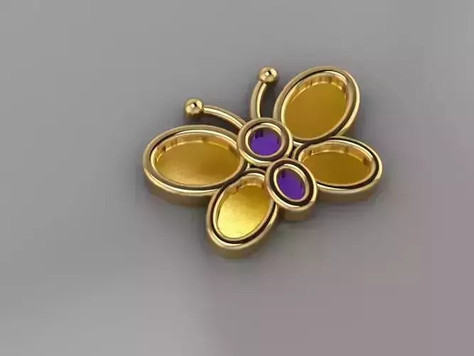 GC GOLD H290- butterfly Diamond Gold necklace