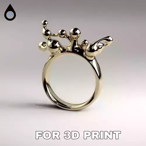 3D Print Ring gold with bubbles