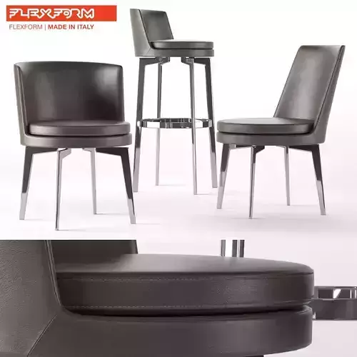 Flexform set of bar chairs and stools 3D model