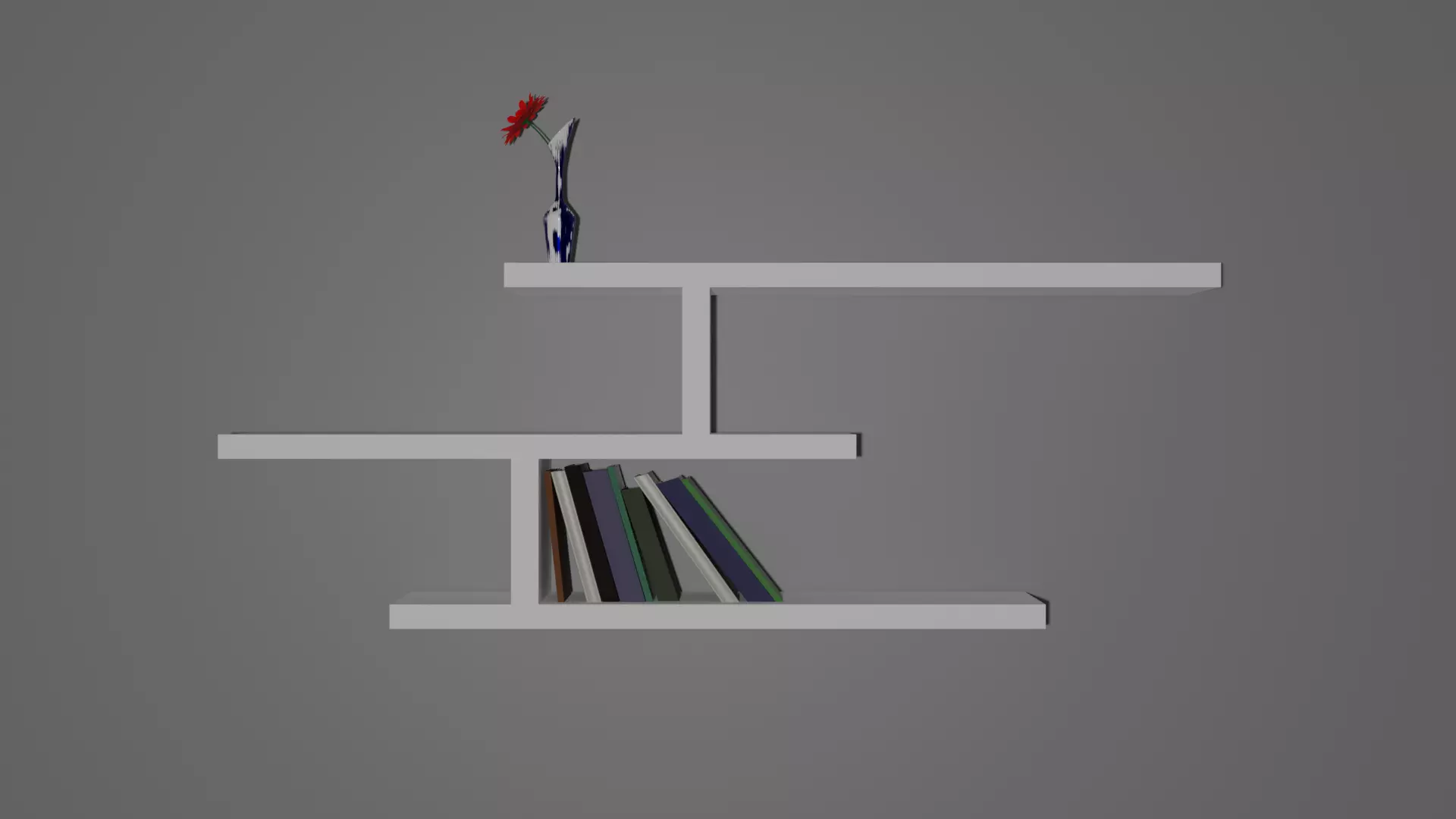 Shelve shelf with books 3D model_0