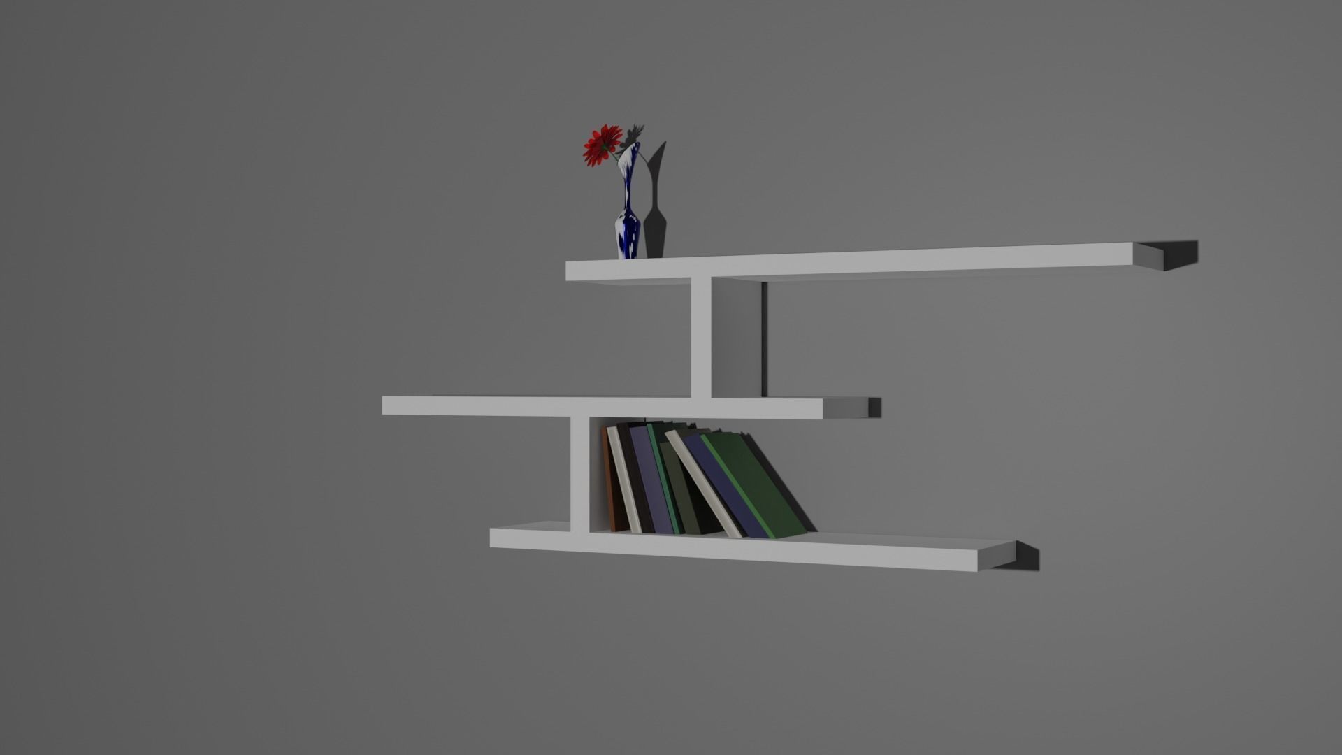 Shelve shelf with books 3D model_2