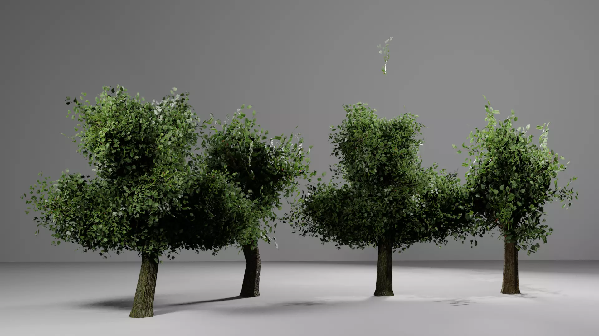 low poly tree four trees Low-poly 3D model_0