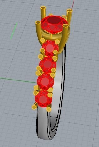 Solitaire  fiancailles engagement drop entourage ring -CG36 3D print model_1