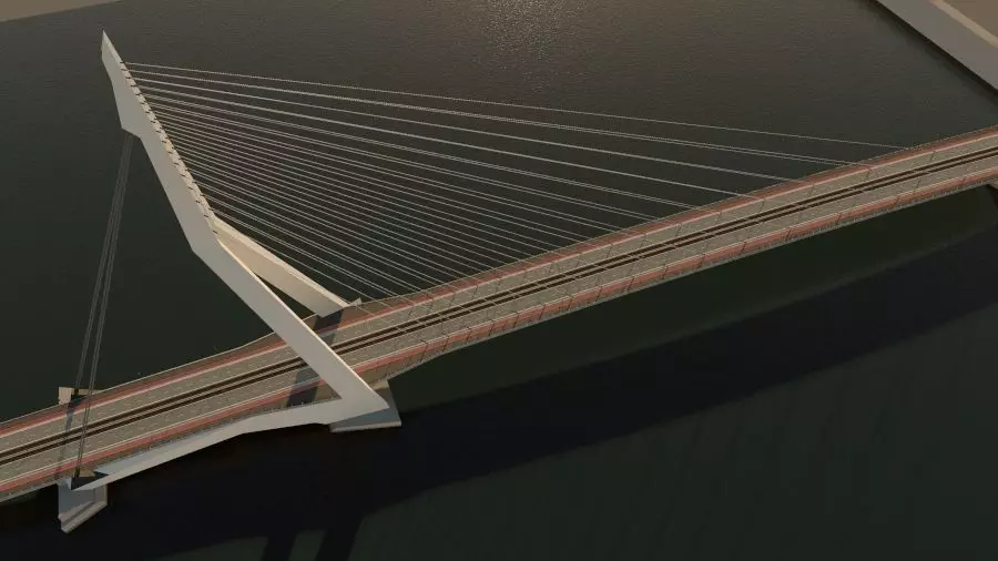 Cable-stayed bridge 3D model_0