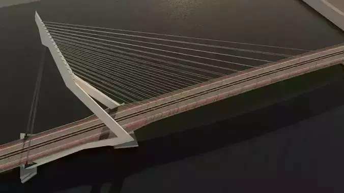 Cable-stayed bridge 3D model