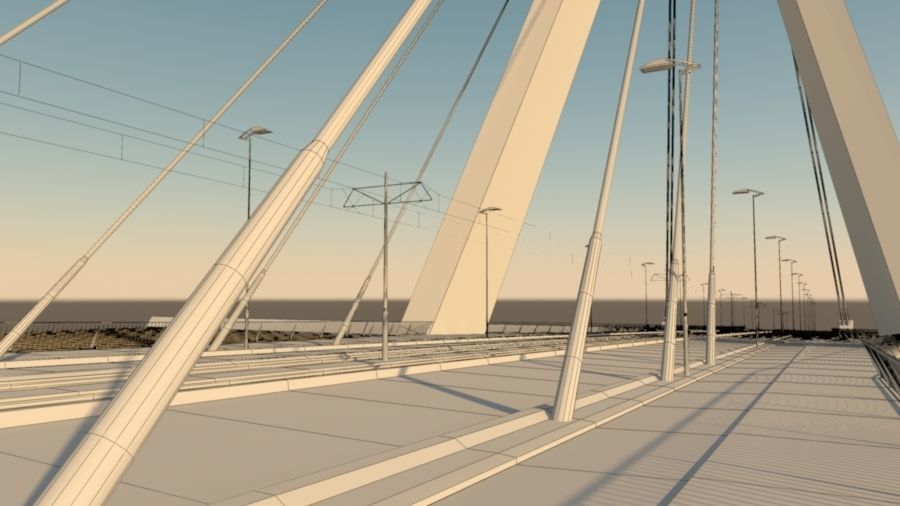 Cable-stayed bridge 3D model_12