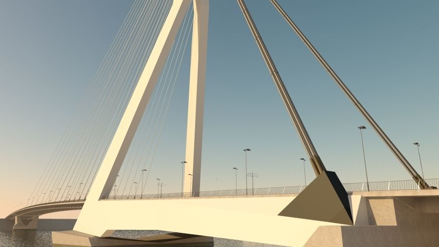 Cable-stayed bridge 3D model_3