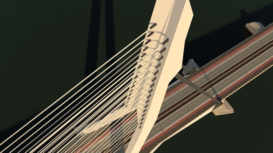 Cable-stayed bridge 3D model_2