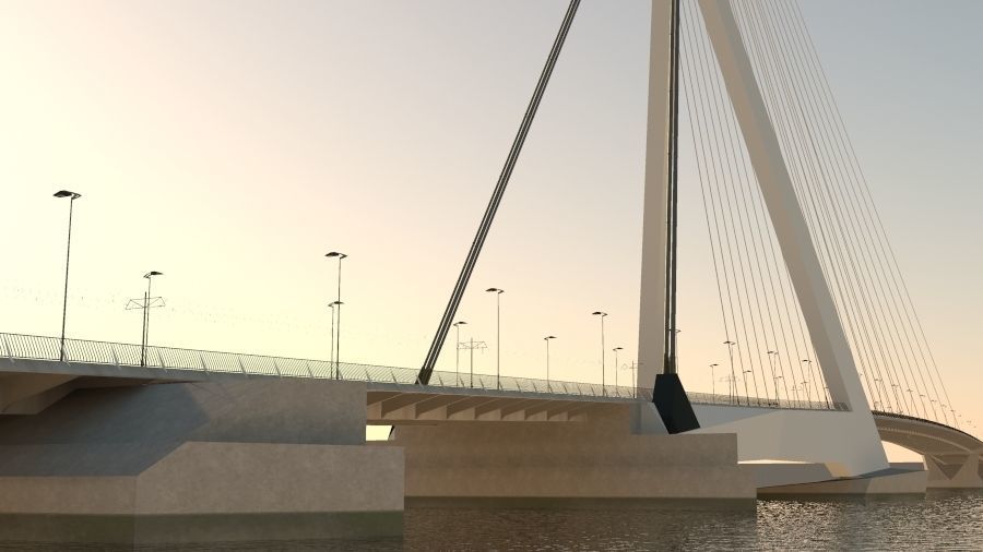 Cable-stayed bridge 3D model_8