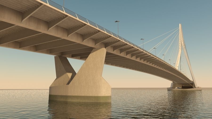 Cable-stayed bridge 3D model_9
