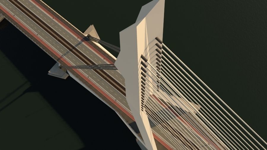 Cable-stayed bridge 3D model_1