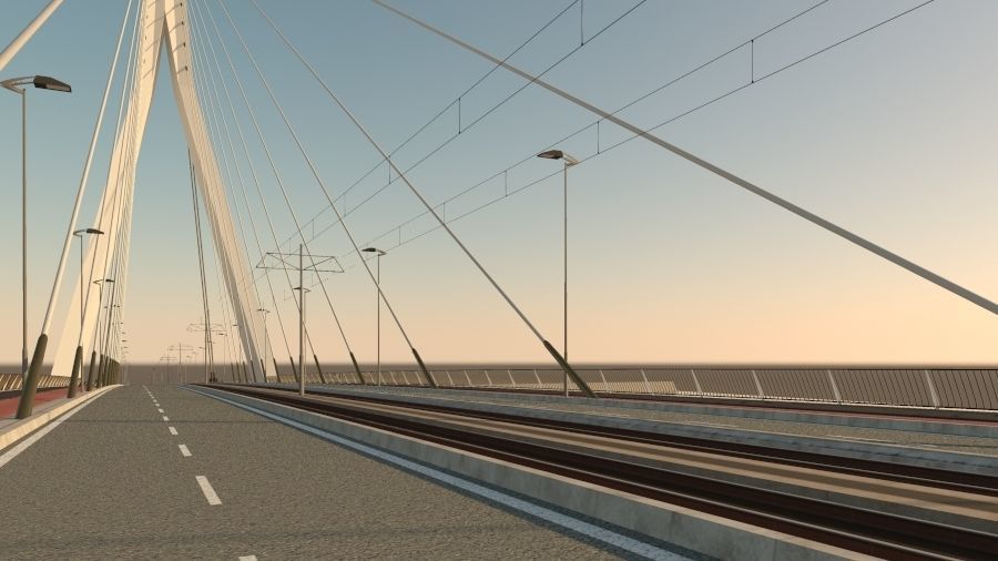 Cable-stayed bridge 3D model_4
