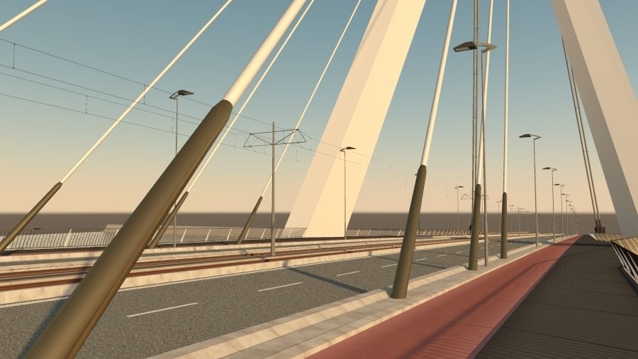 Cable-stayed bridge 3D model_7