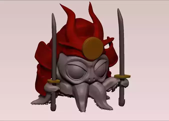 chibi octopus samurai figure 3D print model