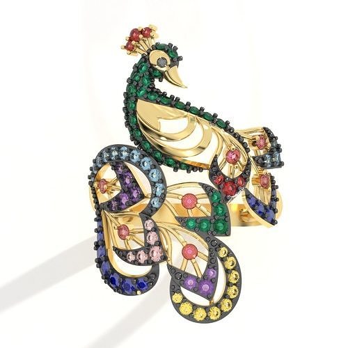 PEACOCK colorful ring 3D print model
