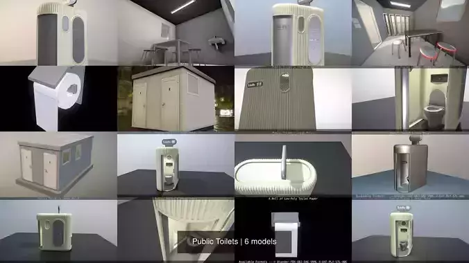 Public Toilets 3D Model Collection