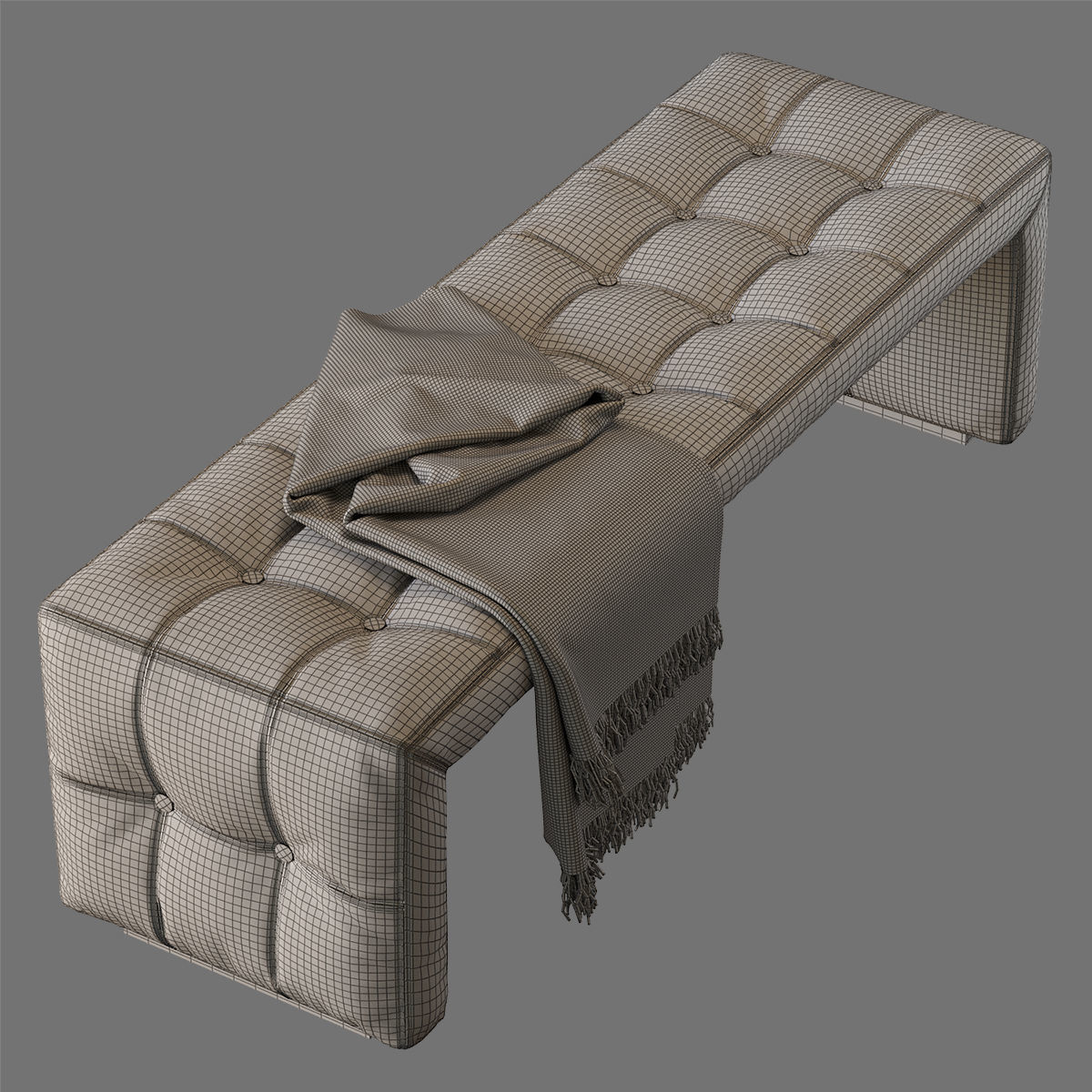Scarlett bench with blanket 3D model_2