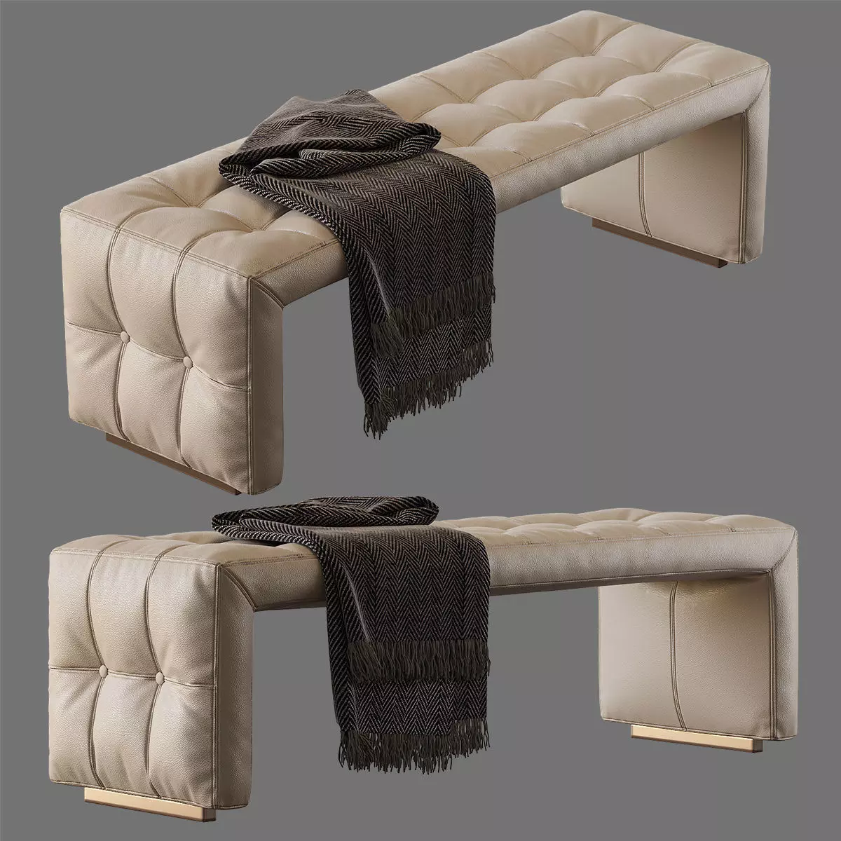 Scarlett bench with blanket 3D model_0