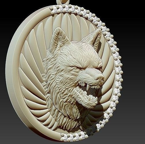  wolf pendant Silver Gold  Print 3D print model