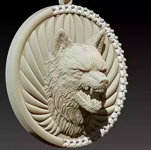  wolf pendant Silver Gold  Print