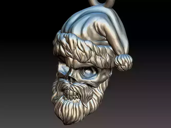 Santa Claus skull pendant 3D print model 3D print model