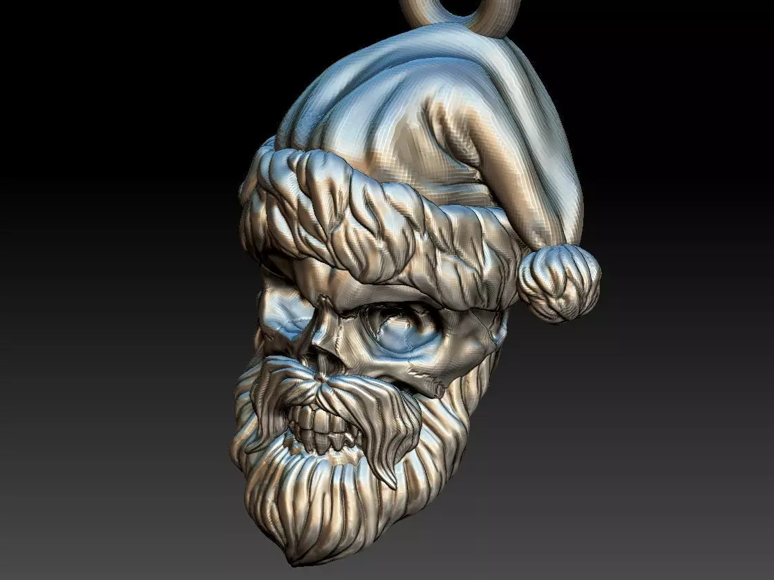Santa Claus skull pendant 3D print model 3D print model_0