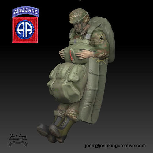 82nd Airborne US Army Paratrooper 3D print model