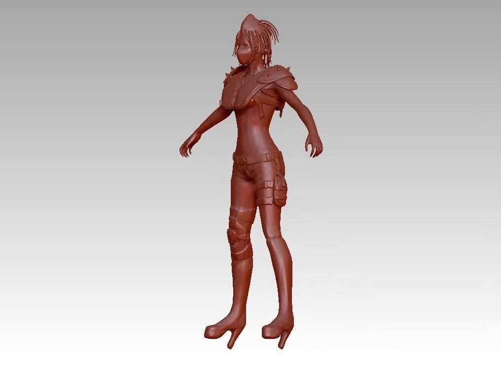 warrior girl game cartoon character 3D print model_17