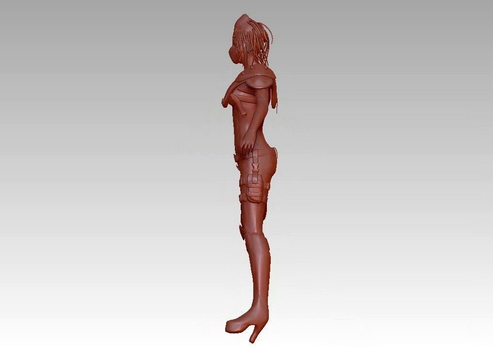 warrior girl game cartoon character 3D print model_15