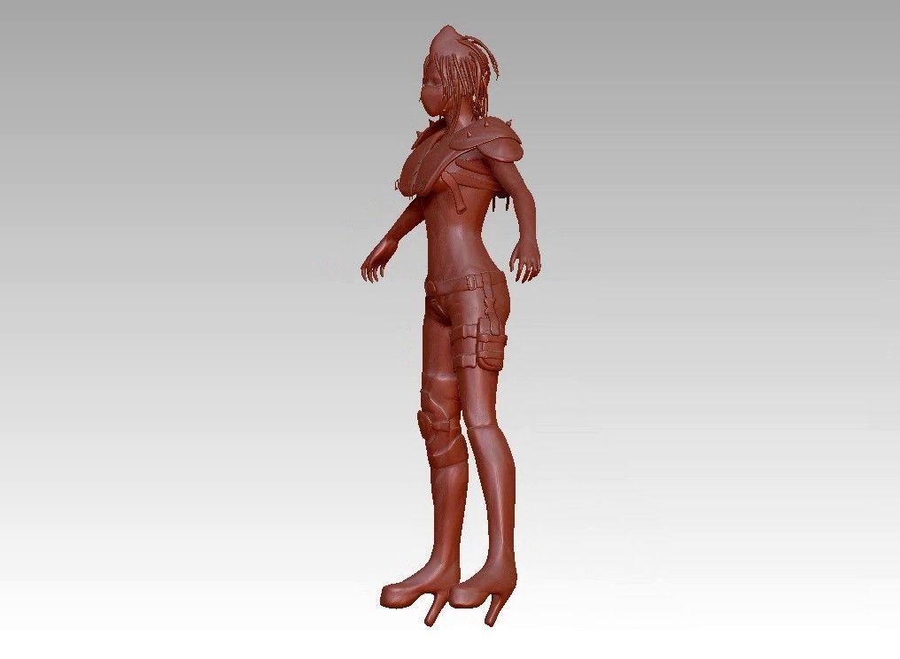 warrior girl game cartoon character 3D print model_16