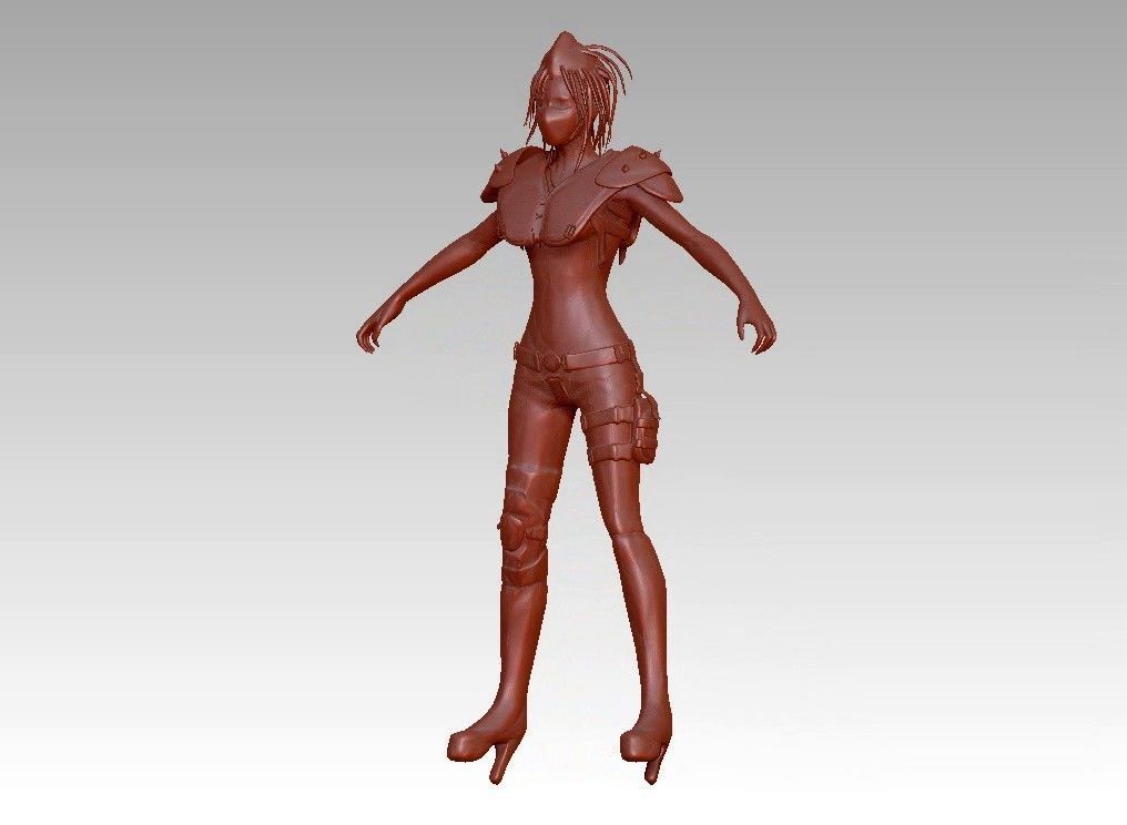 warrior girl game cartoon character 3D print model_18