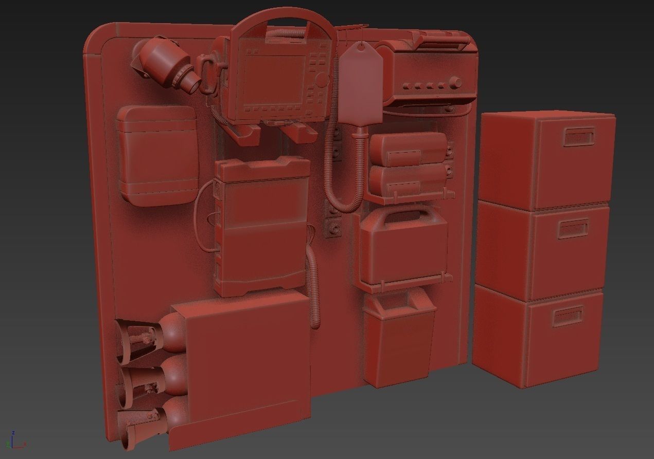 Ambulance Equipment with Stretcher 2 3D model_13