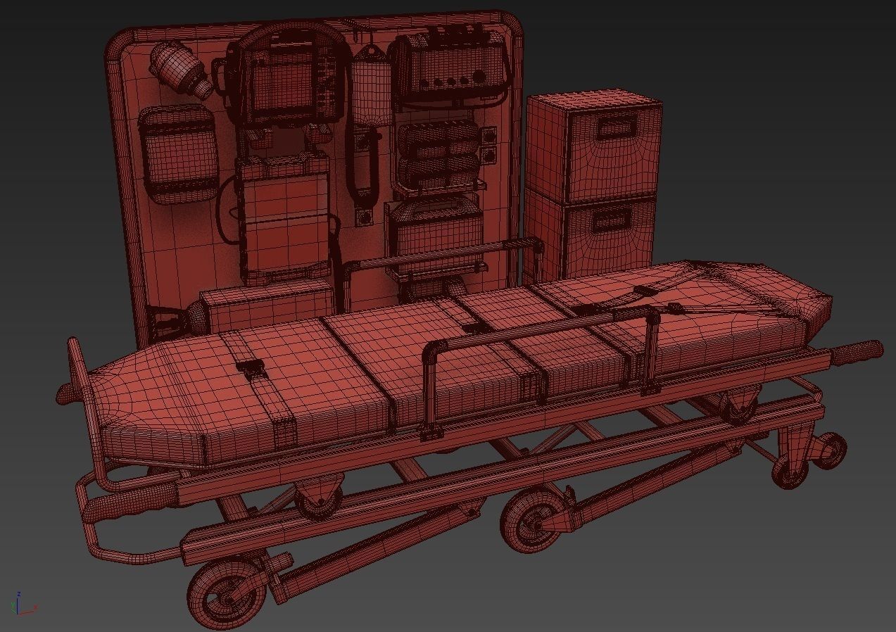 Ambulance Equipment with Stretcher 2 3D model_10