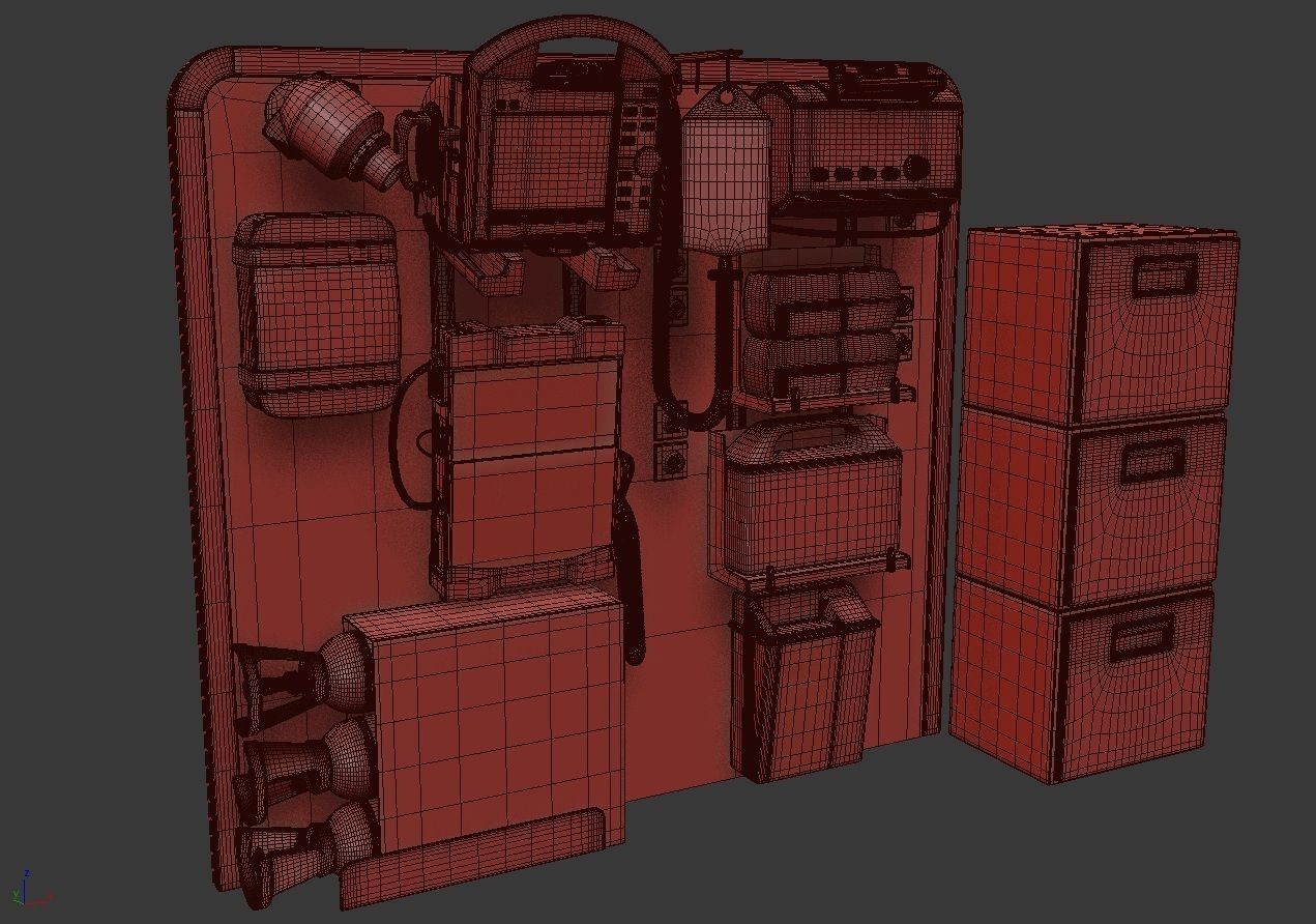 Ambulance Equipment with Stretcher 2 3D model_16