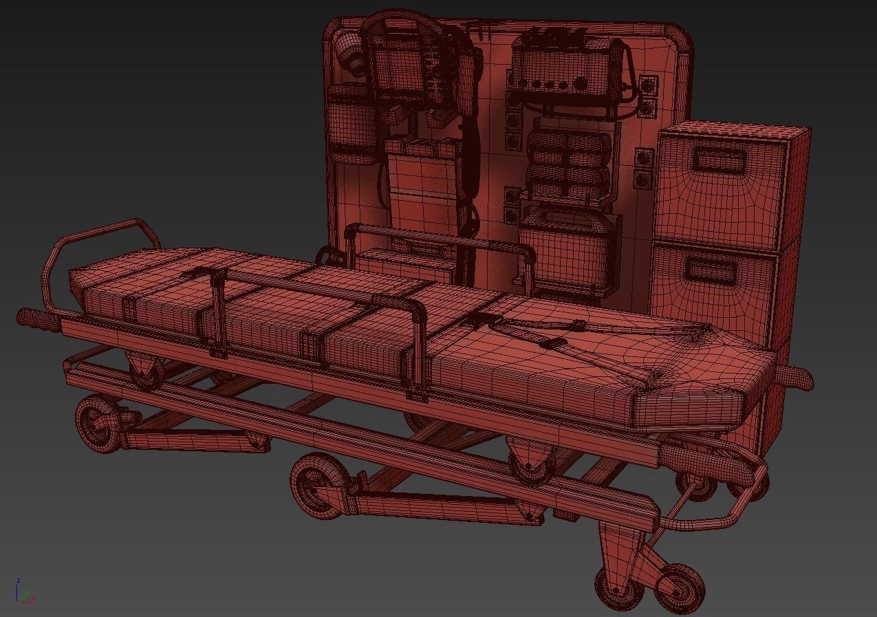 Ambulance Equipment with Stretcher 2 3D model_12